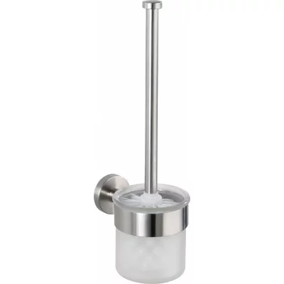 WENKO  - Porte brosse wc mural Bosio, acier inox - verre, 10x35x14 cm, mat - Mat