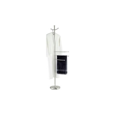 WENKO  Porte serviette salle de Bain sur pied et porte peignoir, Adiamo, Acier, 28x170x28 cm, Chrom&eacute;