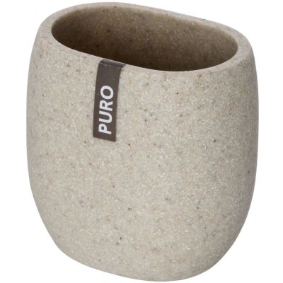 WENKO  Puro Verre &agrave; Dents en polyr&eacute;sine Beige 6,5 x 9,4 x 9,4 cm