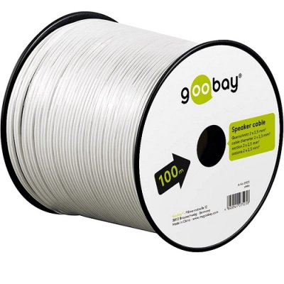 GOOBAY Wentronic Haut-Parleur Fil (Bobine de Section 2 x 2,5) 100 m Blanc (Import Allemagne)