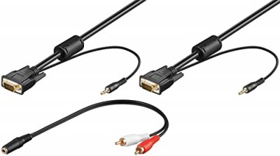 WENTRONIC  SVGA Audio C&acirc;ble - 3m - C&acirc;bles VGA (3m, VGA (D-Sub), VGA (D-Sub), Audio 3.5 mm) noir