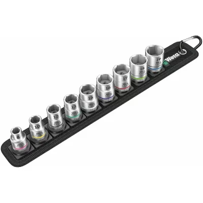 WERA  05003973001 Belt B 4 Jeu de Douilles Zyklop 3/8"", 9 pi&egrave;ces, Noir