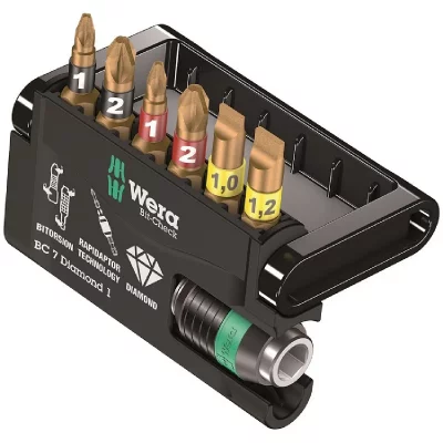 WERA  05057416001 Bit-Check 7 Diamond 1, 7 pi&egrave;ces, Multicolore