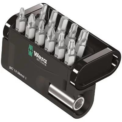 WERA  05057424001 Bit-Check 12 M&eacute;tal 1, 12 pi&egrave;ces, Noir