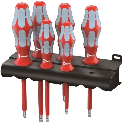 WERA  3165 i/6 VDE Jeu de tournevis 6 pi&egrave;ces vis &agrave; fente, vis Pozidriv