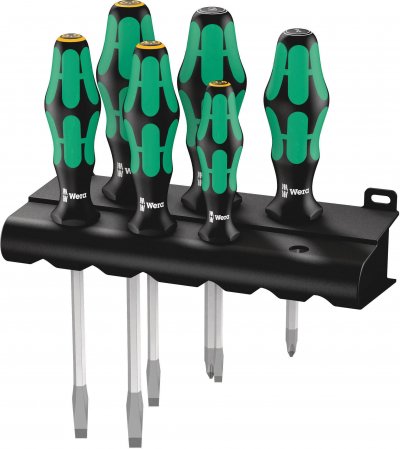 WERA  334/355 SK/6 pour latelier Jeu de tournevis 6 pi&egrave;ces vis &agrave; fente, vis Pozidriv