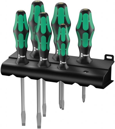 WERA  334 SK/6 Rack Jeu de tournevis Kraftform Plus Lasertip + Rack, 6 pi&egrave;ces - 05007680001