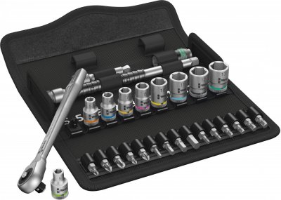 WERA  8100 Sa 7 Zyklop Metal Ratchet Set Push-through Square Argent&eacute;