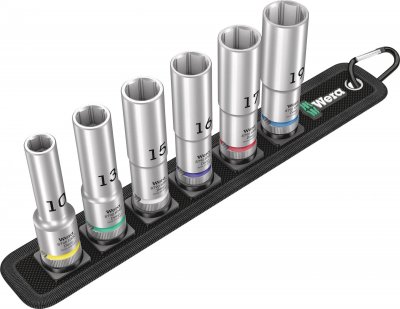 WERA  Belt C Deep 1 Jeu de Douilles 1/2"", 6 Pi&egrave;ces Couleur