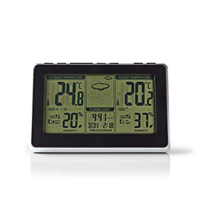 NEDIS WEST400BK Station M&eacute;t&eacute;o Capteur sans Fil R&eacute;veil Pr&eacute;visions M&eacute;t&eacute;orologiques