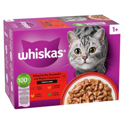 WHISKAS  1+, adulte 24 x 85 g - s&eacute;lection classique en sauce