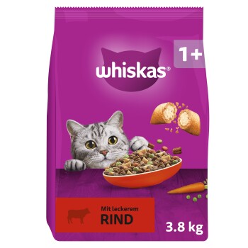 WHISKAS  - Croquettes +1 au B&oelig;uf pour Chat - 3,8Kg