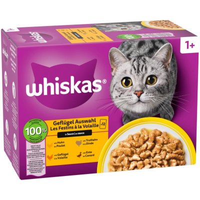 WHISKAS  Multipack 1+ s&eacute;lection de volailles en sauce 12x85&nbsp;g