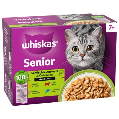 WHISKAS  Multipack 7+ s&eacute;lection de poisson en sauce 12 x 85&nbsp;g