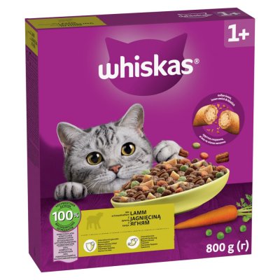 WHISKAS  Nourriture s&egrave;che 1+ Adult 800&nbsp;g	 Agneau