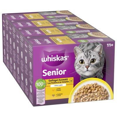 WHISKAS  Senior 24 x 85 g - Senior 11+ s&eacute;lection de volaille en gel&eacute;e