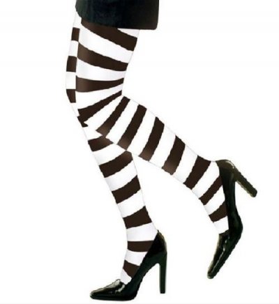 W WIDMANN MILANO PARTY FASHION Widmann 4769N - Collants &agrave; rayures, Noir/Blanc, Taille Unique