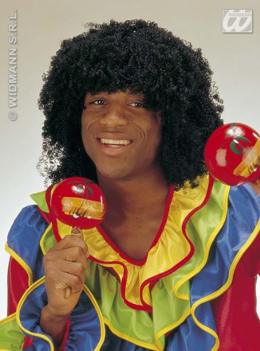 WIDMANN  6106B - Perruque Br&eacute;silienne, noir, cheveux artificiels, perruque fris&eacute;e, afro