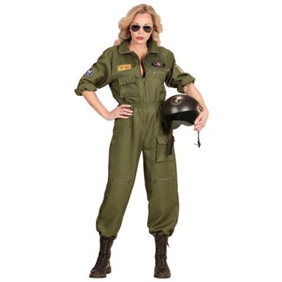 W WIDMANN MILANO PARTY FASHION Widmann Generique - D&eacute;guisement Pilote de Combat Femme XL,Vert