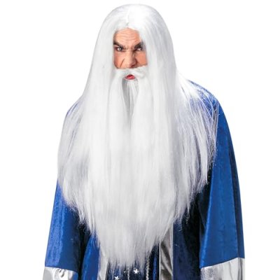 WIDMANN  - Pe782 - Perruque Sorcier Avec Barbe et Elastique, Blanc