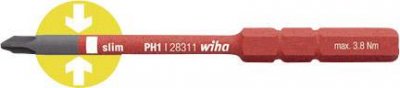 WIHA  Embout interchangeable VDE diam&egrave;tre 6 mm PH 1 2831-11-Tournevis Rouge
