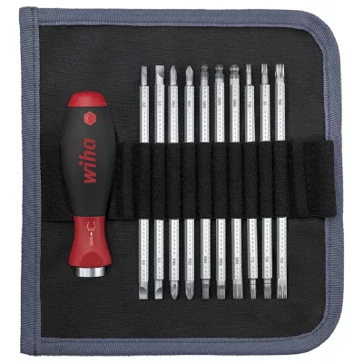 WIHA  Sac &agrave; tournevis 12 pcs avec lames interchangeables SYSTEM 6