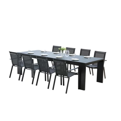 WILSA GARDEN  - Salon de jardin en aluminium gris Ibiza 8 personnes