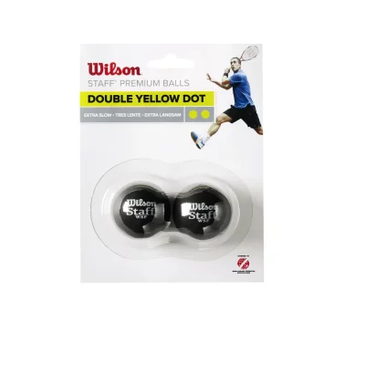 Wilson Staff Extra Slow Double Yellow Dot Squash Balls Noir 2 Balls