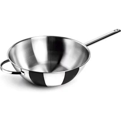 LACOR Wok Belly en inox - fond plat - D: 30 cm