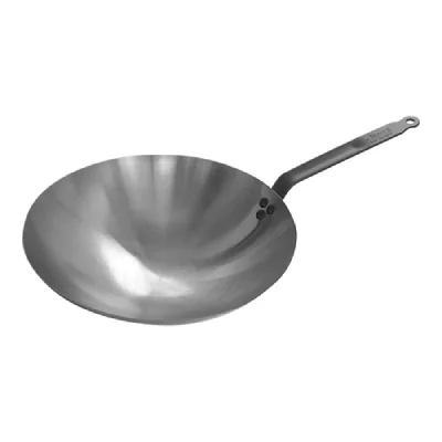 DE BUYER Wok en t&ocirc;le blanche sp&eacute;cial plaque &agrave; induction pour wok - 35,5 cm