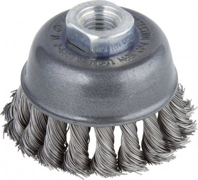 WOLFCRAFT  1 Brosse m&eacute;tallique soucoupe torsad&eacute; M14 &Oslash; 75mm