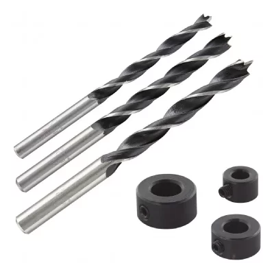 WOLFCRAFT  2730000 Jeu de forets pour le bois 3 pi&egrave;ces 6 mm, 8 mm, 10 mm tige cylindrique 1 set