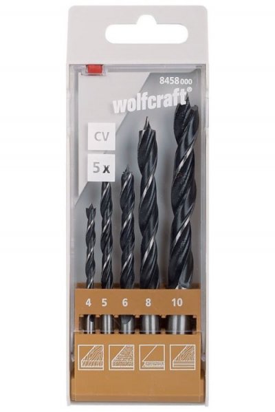 WOLFCRAFT  8458000 5 Pieces Wood Drill Bit Set 4.10 Mm Clair