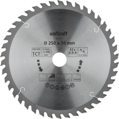 WOLFCRAFT  Lame scie table CT 42 dents - &Oslash;250x30x3.2mm