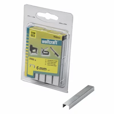 WOLFCRAFT  lot de 2000 agrafes larges acier tremp&eacute; type 053 - 6mm