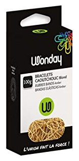 WONDAY  Bracelets Caoutchouc, Nature, 60 mm, Carton de 100 g Noir