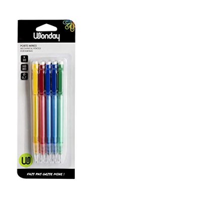 WONDAY  Lot De 10 Porte-Mines Jetable 0,7 Mm Avec Gomme Coloris Assortis
