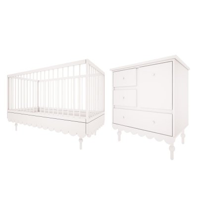 WOOD LUCK DESIGN Wood Luck Lit &eacute;volutif 70x140 et Commode 3 tiroirs Babushka - Blanc
