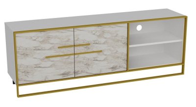 COTECOSY Wooden Art Meuble TV Polka dor&eacute;/blanc  - 160x38.5x56.6 cm T.U