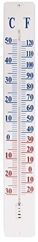 ESSCHERT DESIGN World Of Weather - Thermom&egrave;tre 90 ext&eacute;rieur sur plaque M&eacute;tal