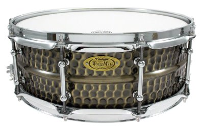 WORLDMAX  14x5 inch Hammered Brass Shell caisse claire en laiton