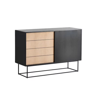 Woud - Virka Sideboard haut, ch&ecirc;ne noir / savonn&eacute;