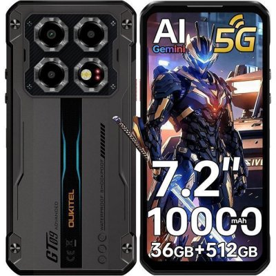 OUKITEL WP60 5G Telephone Portable Incassable 36GO+512GO 7.2"" 10000mAh Dual SIM/NFC Noir