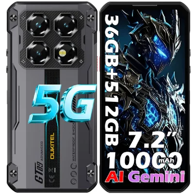 OUKITEL WP60 Smartphone Incassable 5G 36(12+24)+512GO/2TO TF,10000mAh 7.2"" GPS/NFC Noir
