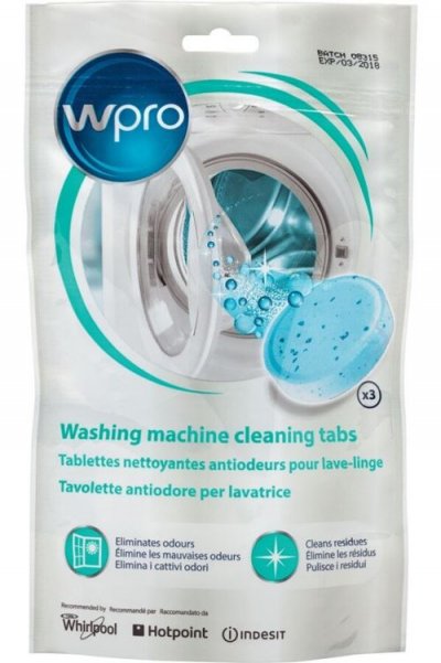 WPRO  - Pack de 3 tablettes nettoyantes antiodeurs pour lave-linge