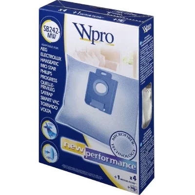 WPRO  Sb 242 Mw 4 Sacs Aspirateur + 1 Microfibre Compatible Philips AEG