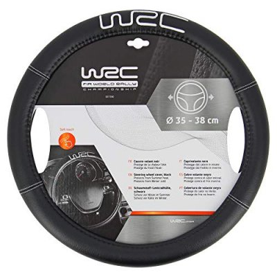 WRC  Couvre volant noir brod&eacute; argent 35-38 cm 007380