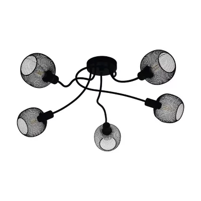 BUT Wrington plafonnier semi-affleurant &agrave; 5 lampes &agrave; plusieurs bras, noir