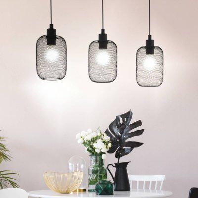 EGLO Wrington Plafonnier Suspendu &Agrave; 3 Lampes, Barre Droite, Noir