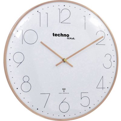 WT 8235 gold optik radiopilot&eacute;(e) Horloge murale 350 mm x 25 mm or rose